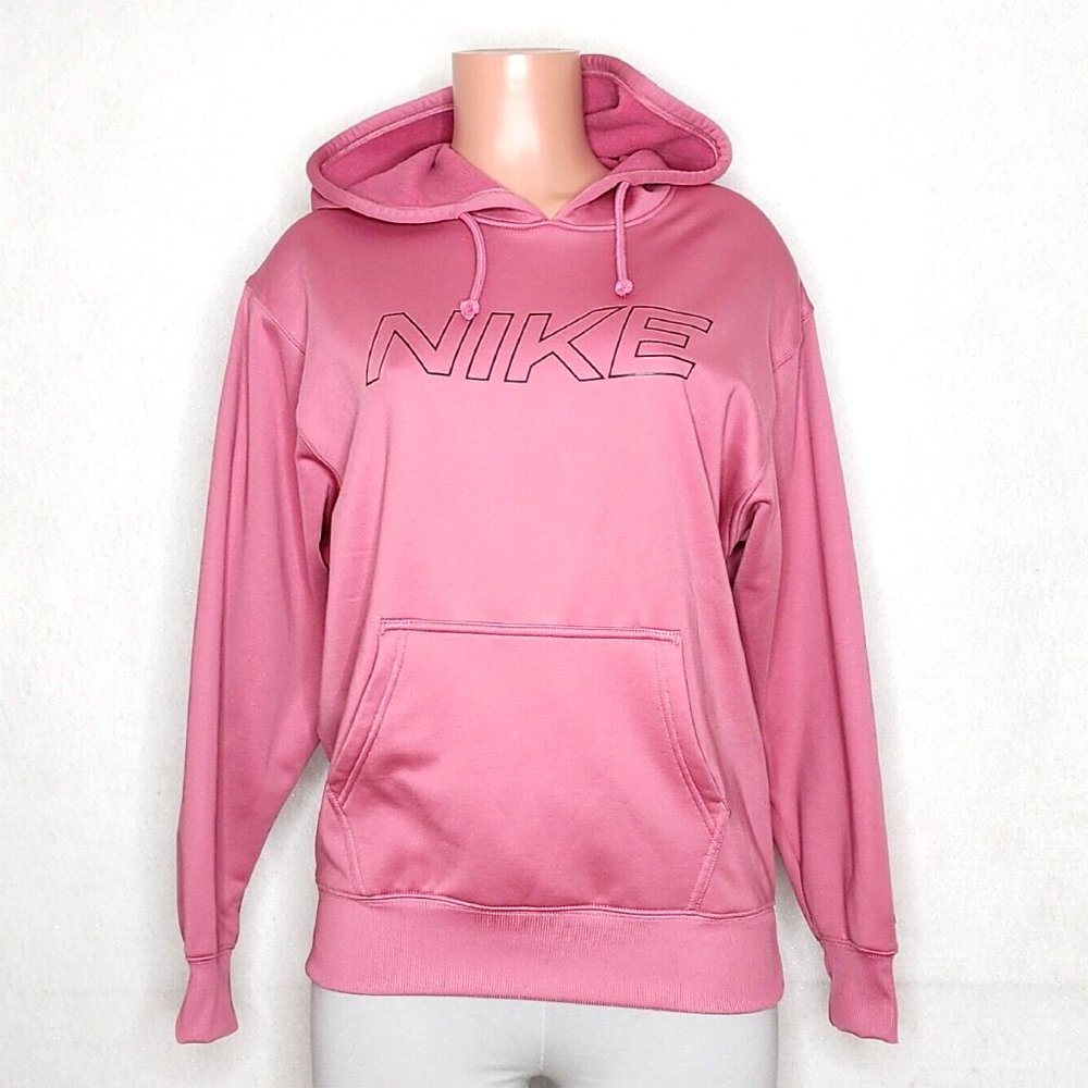 NIKE Logo Graphic Hoodie Women's Mauve Pink Fleece Pullover